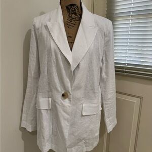 NWT Liz Claiborne Women's Linen Rayon mix White Blazer size 10